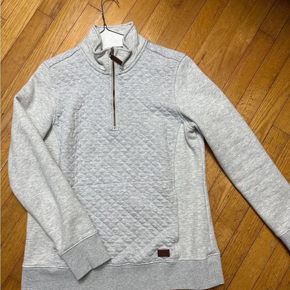 LL Bean Grey Quilted Pullover